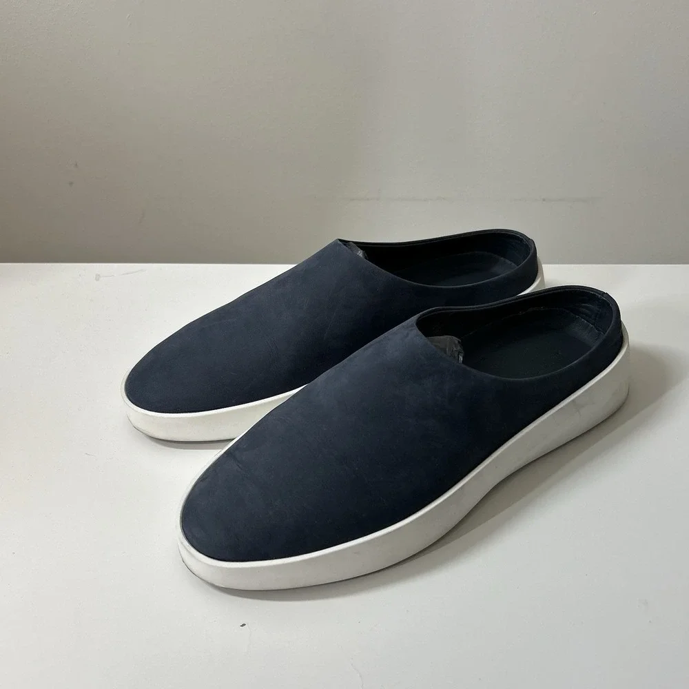 Wolf & Shepherd Shoes Mens 7.5 Women's 9 Cruise Mule Slip On Navy White
